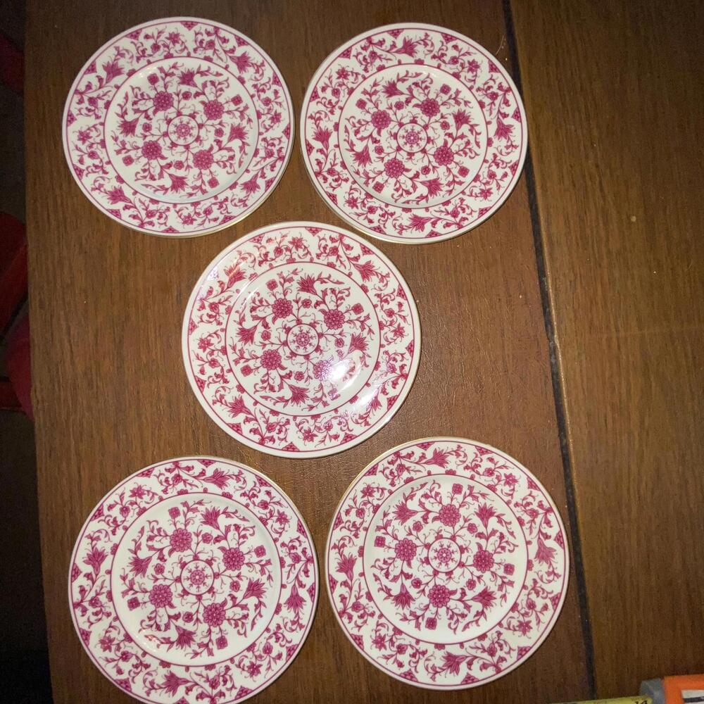 (5) Franciscan Lorraine Maroon Bread & Butter Plate Saucer
